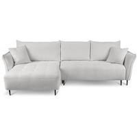 ECKSCHLAFSOFA Bari links hellgrau - Hellgrau/Schwarz, Textil (276/158cm) - Beautysofa