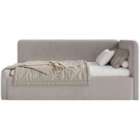 JUGENDBETT Fanko Samt Graubeige 90x200 cm - Taupe/Schwarz, Kunststoff/Textil (90/200cm) - Selsey