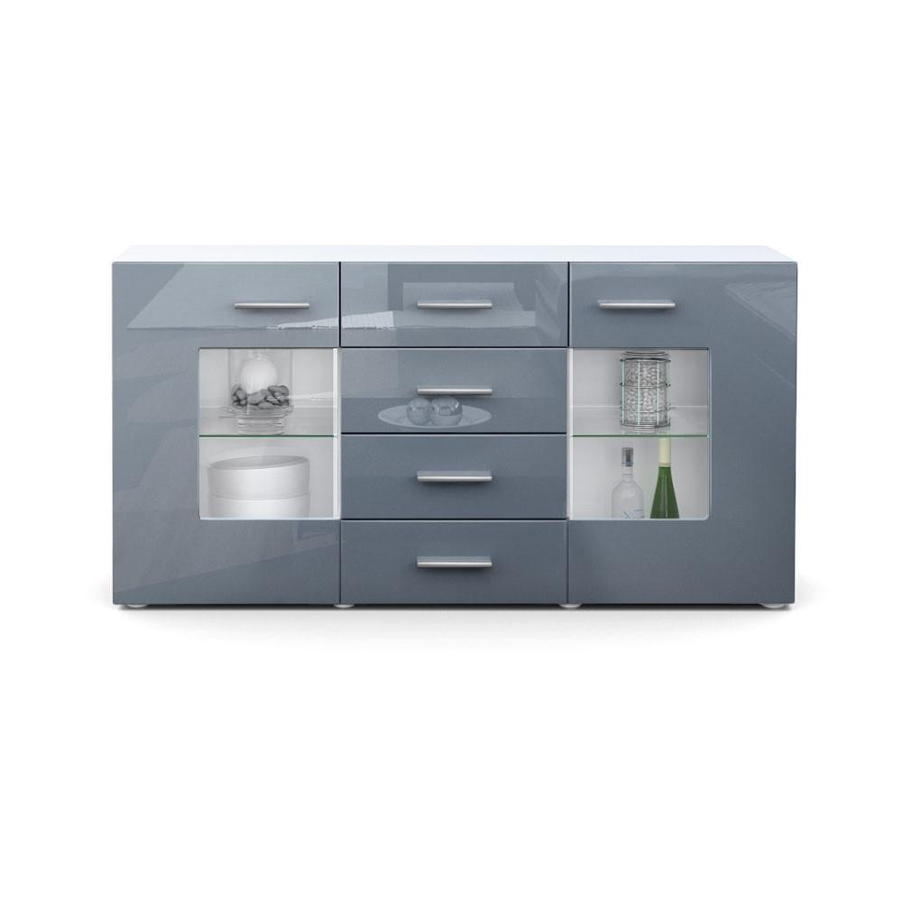 SIDEBOARD Noah Grau Hochglanz - Grau, Holzwerkstoff (139/72/35cm) - Vladon