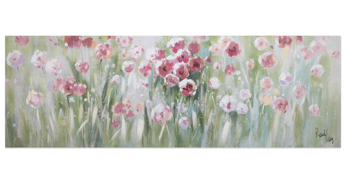 ACRYLBILD HANDGEMALT 150/50 cm - Pink/Grün, Holz/Textil (150/50cm) - KUNSTLOFT
