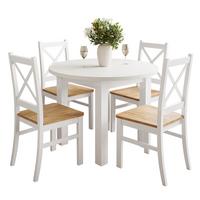 ESSZIMMERSET OLEA Tisch + 4 Stühle - Eichefarben/Weiß, Holzwerkstoff (100/77/100cm) - Lookway