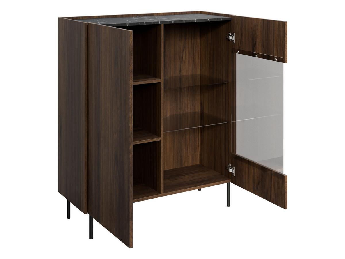 VITRINE Tewos W97 - Nussbaumfarben/Schwarz, Holzwerkstoff/Metall (97/117/37cm) - MIRJAN24