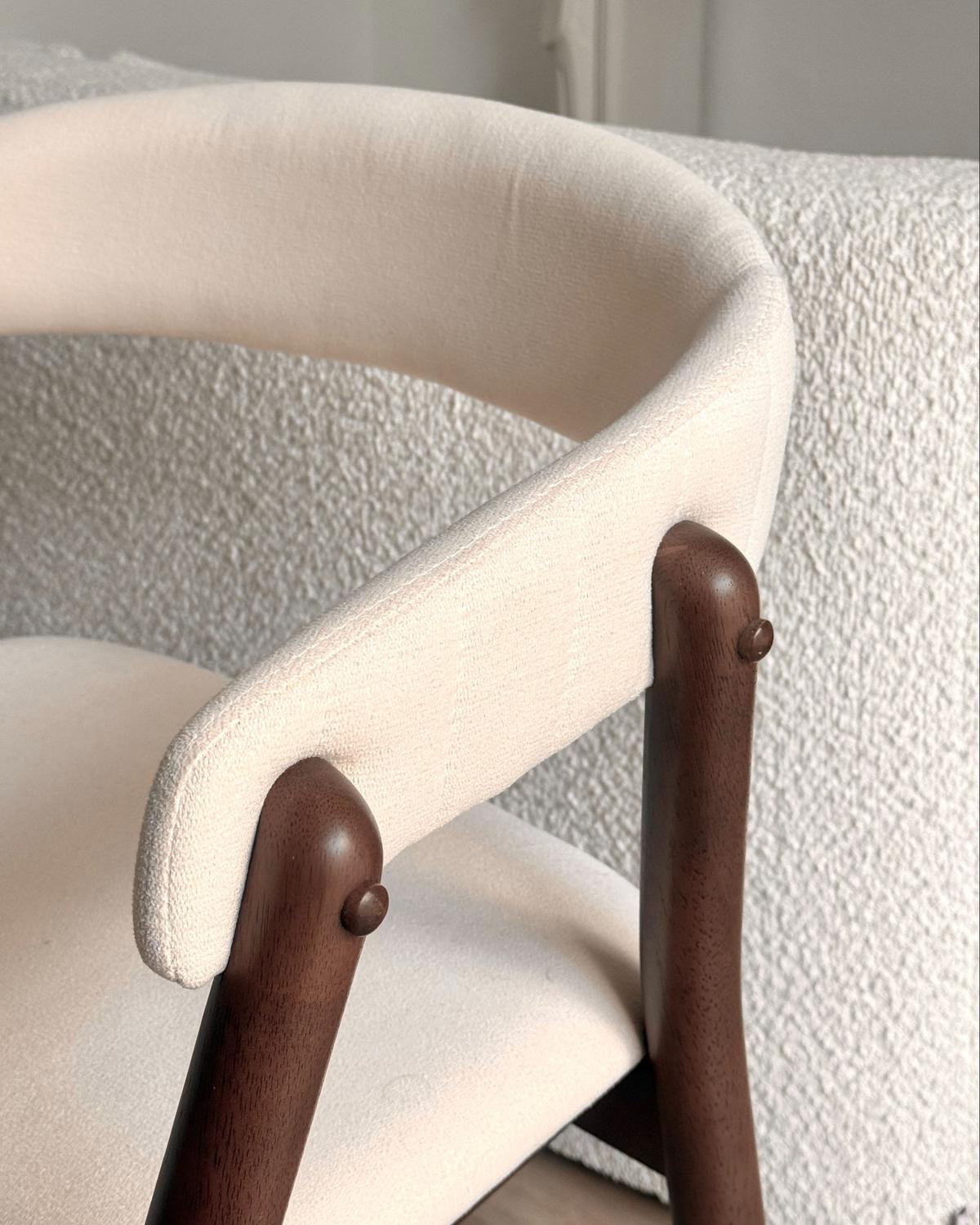 ESSZIMMERSTUHL 2er Set Stoff Cremeweiß/Dunkelbraun Mylo - Dunkelbraun/Weiß, Holz/Textil (58/77/56cm) - Beliani