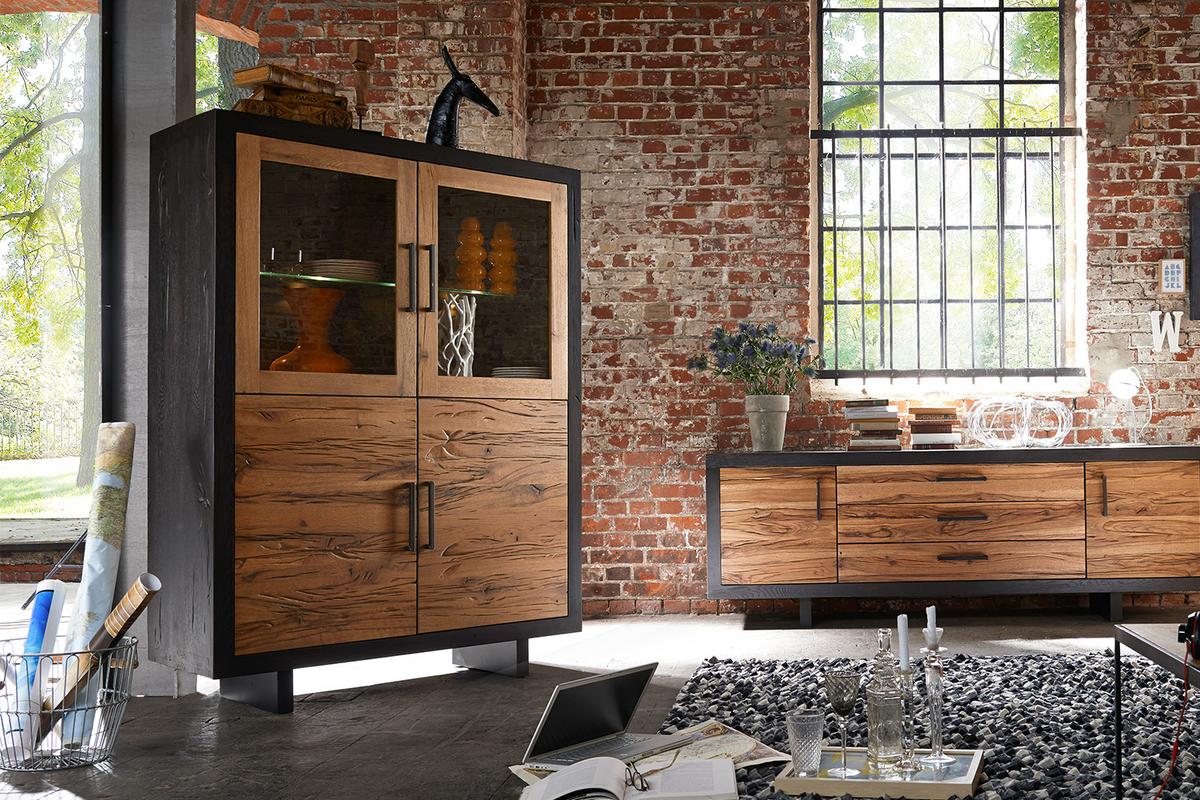 HIGHBOARD GONA Anthrazit Holz - Anthrazit, Holz (130/180/50cm) - KAWOLA
