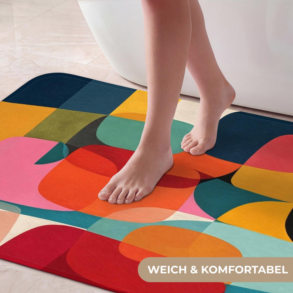 BADEMATTE Formen - Bunt - Abstrakt - Flugzeuge 60x120 cm - Multicolor, Textil (60/120cm) - OnlyWow