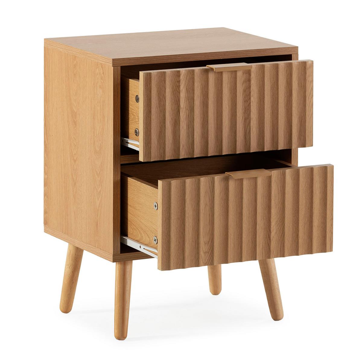NACHTTISCH Lluvia 2 Schubladen Eichenfarbe - Eichefarben, Holz/Holzwerkstoff (40/55/30cm) - VS Venta-stock