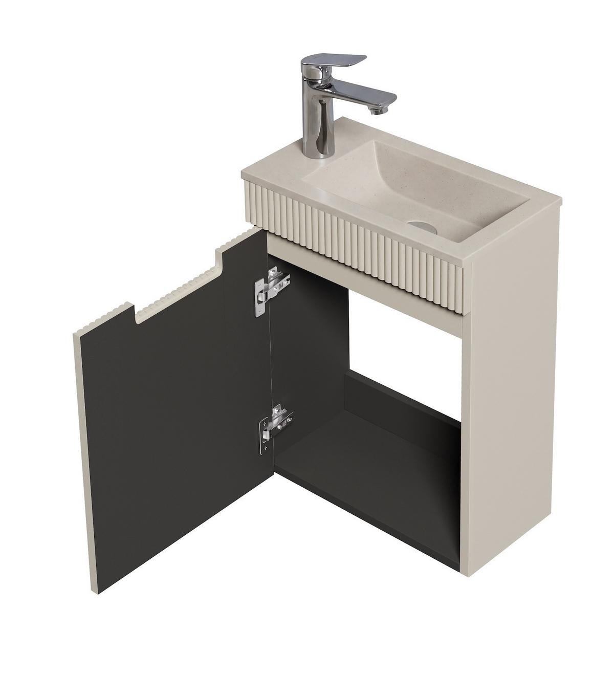 GÄSTE-WC-MÖBELSET Thermis 2 Teile Cashmere / Cashmere Waschbecken - 40 x 22 x 53 cm - Kaschmir, Holz (40/53/22cm) - Badplaats