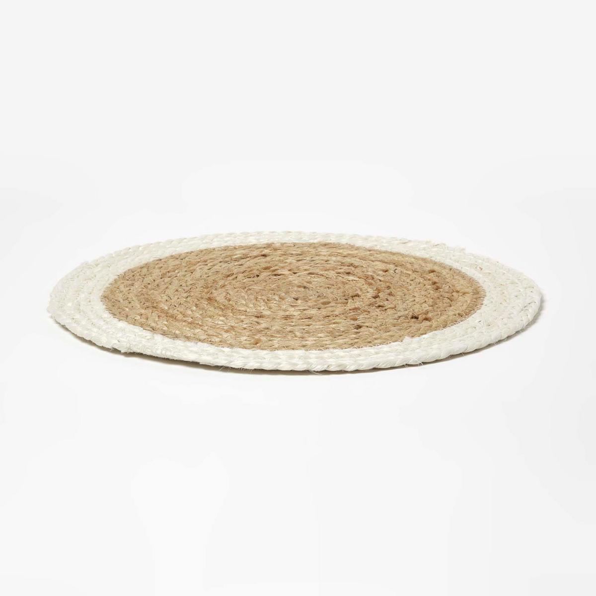 JUTE-TISCHSET creme-natur, 4er-Set Platzsets rund geflochten, 40 cm - Naturfarben/Weiß, Naturmaterialien (40/40cm) - Homescapes