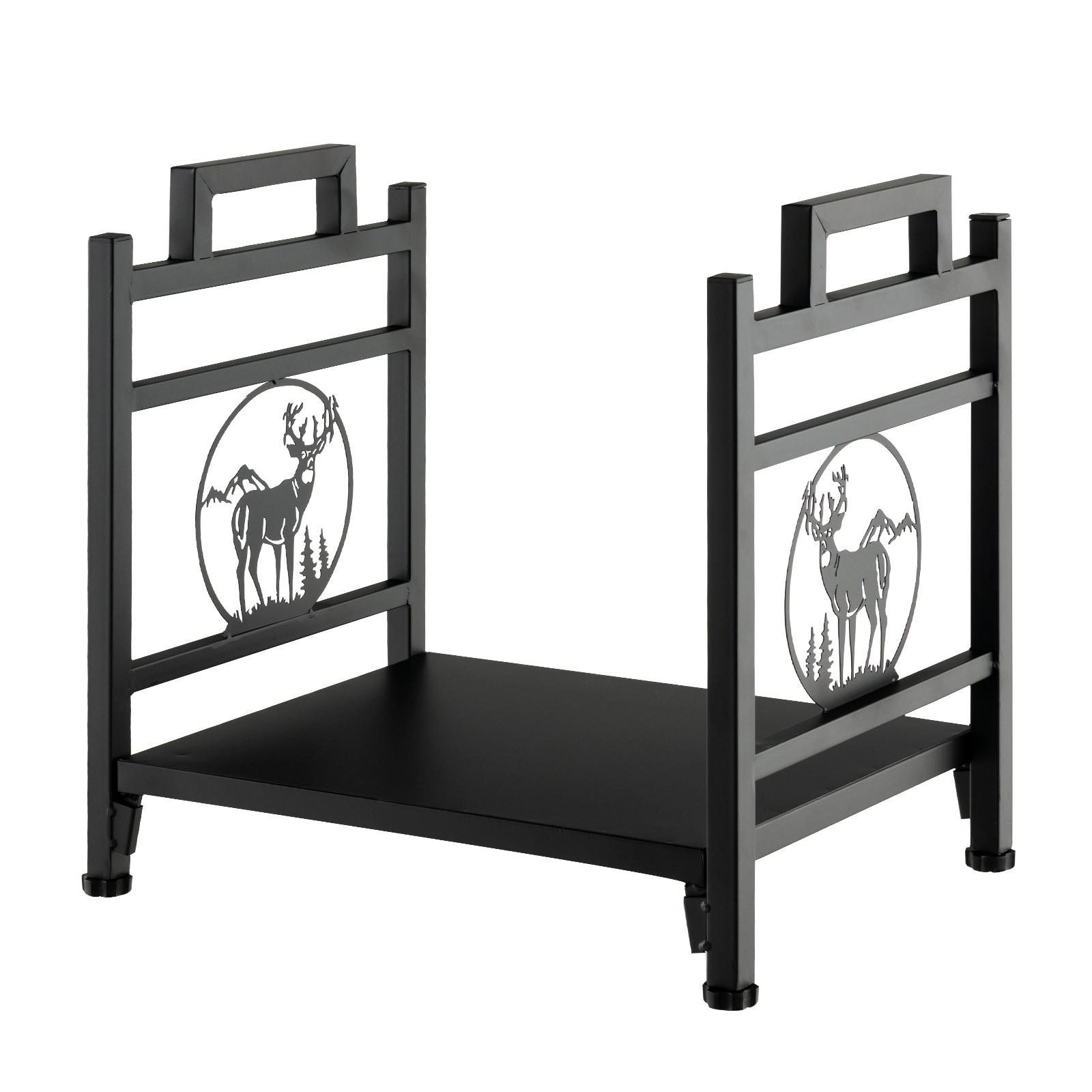 KAMINHOLZSTÄNDER Eisen Schwarz - Schwarz, Metall (46/45/33cm) - COSTWAY
