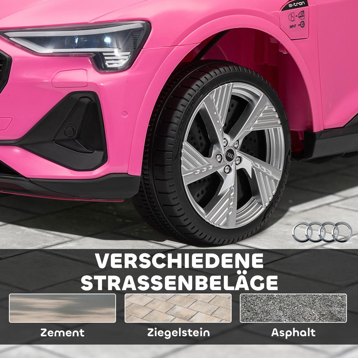 KINDER-ELEKTROAUTO 12V-Doppelmotor Hupe, Musik, LED-Scheinwerfer, Rücklichter ab 3 Jahre Rosa - Rosa, Metall (108/60/47cm) - HOMCOM