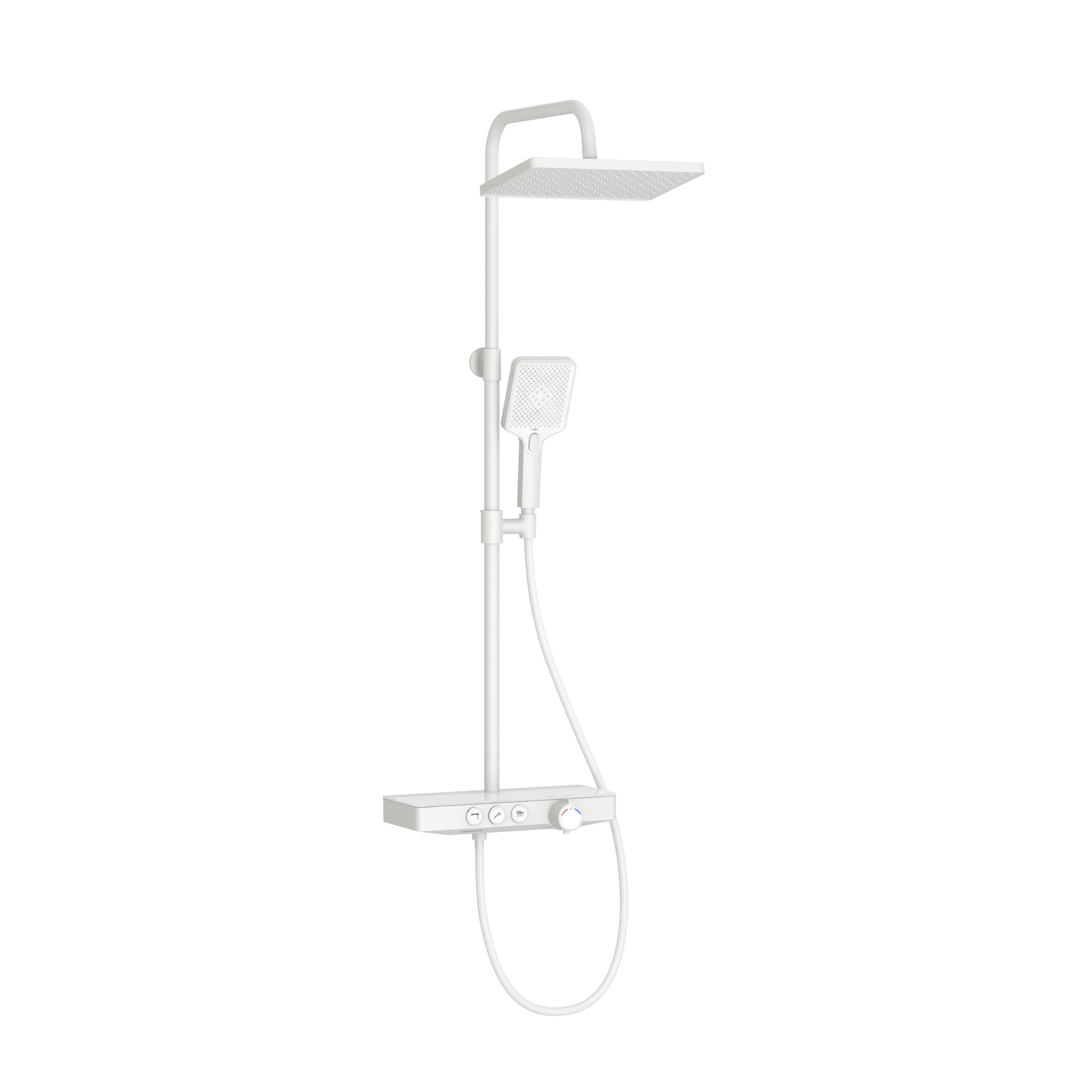 ÜBERKOPFBRAUSESET mit Thermostat höhenverstellbar Weiß 112,7/46 cm - Weiß, Metall (36/118/48.7cm) - EMKE