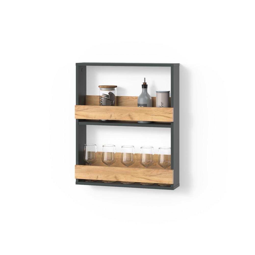 Livinity® WEINGLASREGAL Regusa Goldkraft Eiche/Anthrazit 60 x 72 cm online kaufen ➤ mömax