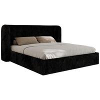 POLSTERBETT EMORA CLASSIC 140/200 - Schwarz Cord - Multipocket-Matratze - Schwarz, Textil (140/200cm) - MKS