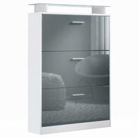 SCHUHSCHRANK Lavia Front in Grau Hochglanz - Grau, Holzwerkstoff (89/128/23cm) - Vladon