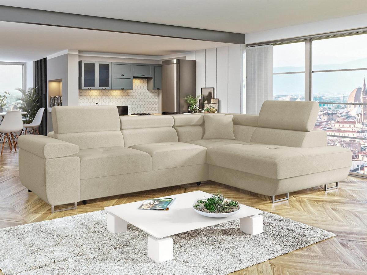 ECKSOFA Torezio, Seite: Rechts - Beige, Holz/Textil (274/203cm) - MIRJAN24