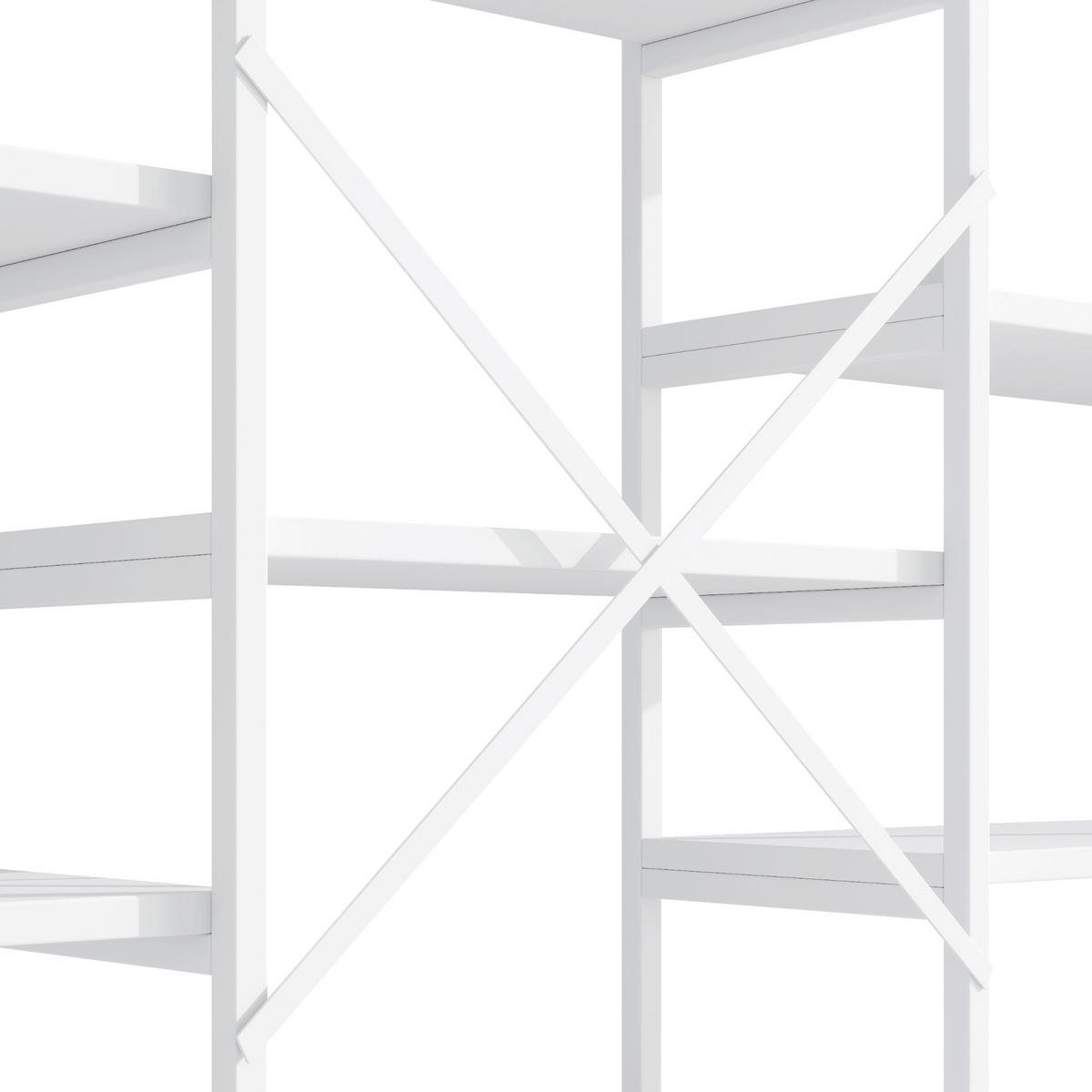 REGALE in weiß, bogen-design & 15 offene fächer - Weiß, Holzwerkstoff (160/180/30cm) - Urban Meuble
