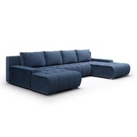 PANORAMASOFA Jonas 5 Sitzplätze Blau - Blau, Holz (350/85/185cm) - Petits-meubles