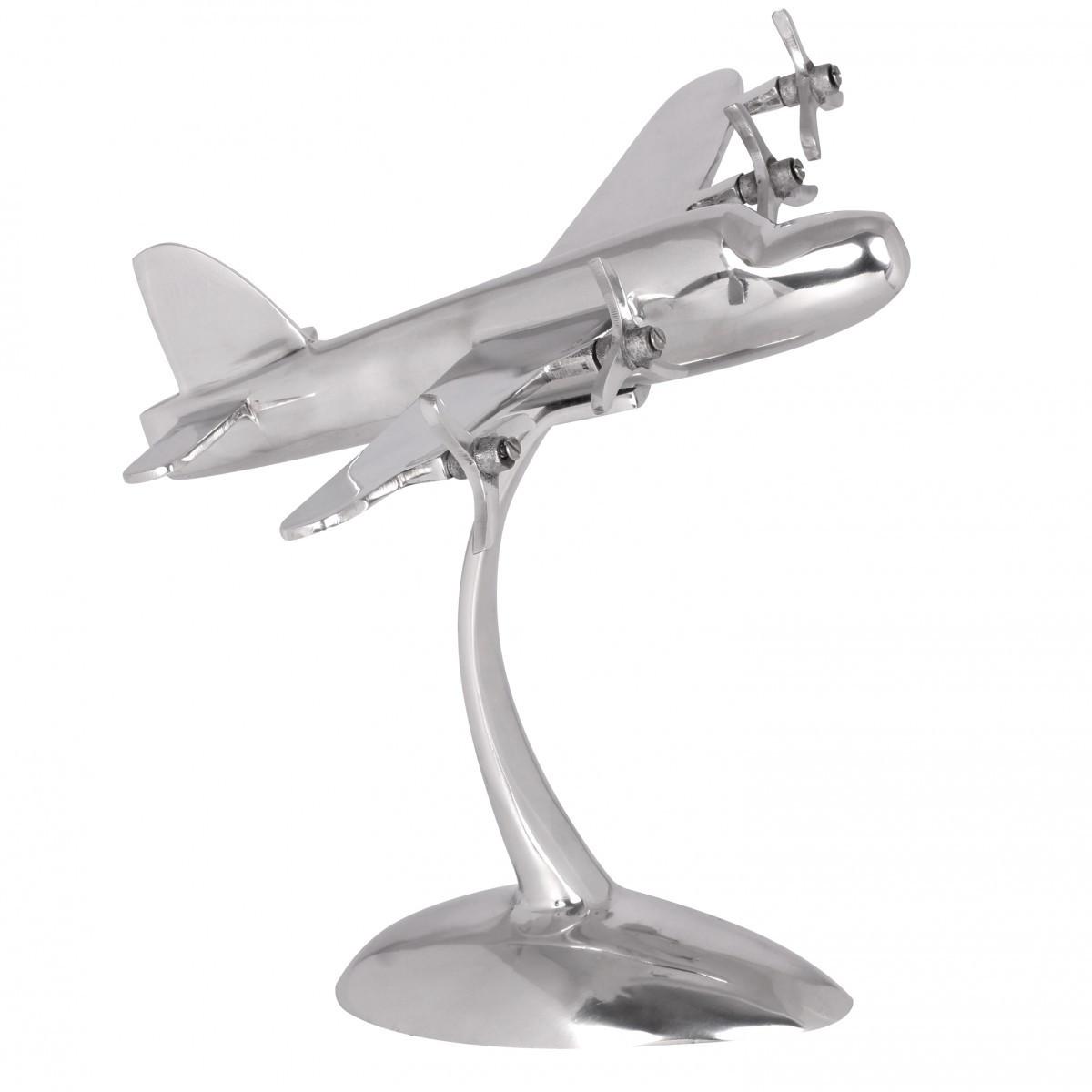 DEKOFIGUR Flugzeugpropeller Aluminium Silber 42x30 cm handgefertigt - Silberfarben, Metall (42/42/30cm) - KADIMA DESIGN