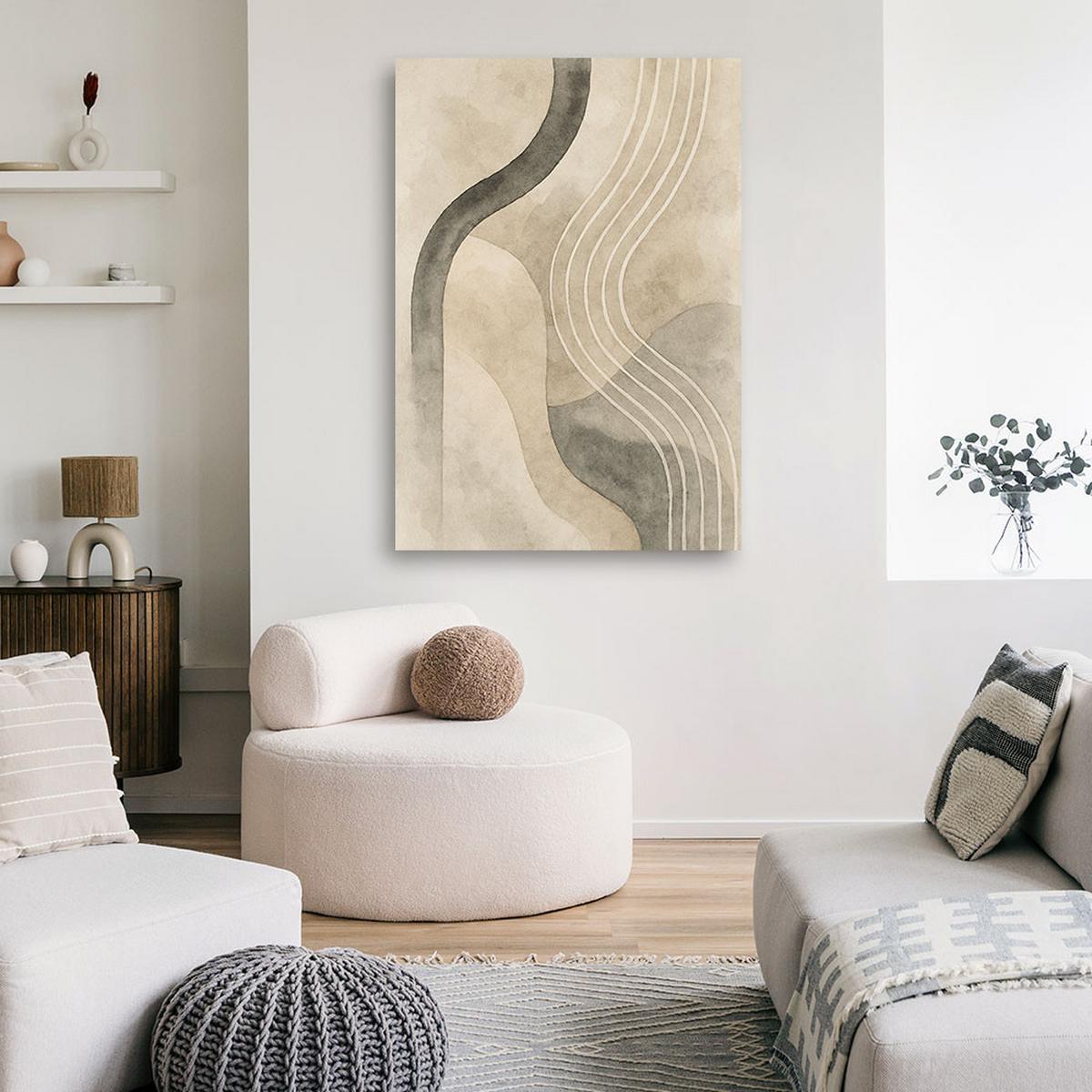 LEINWANDBILD Abstraktion 70x100cm - Beige, Textil (70/100cm) - Feeby