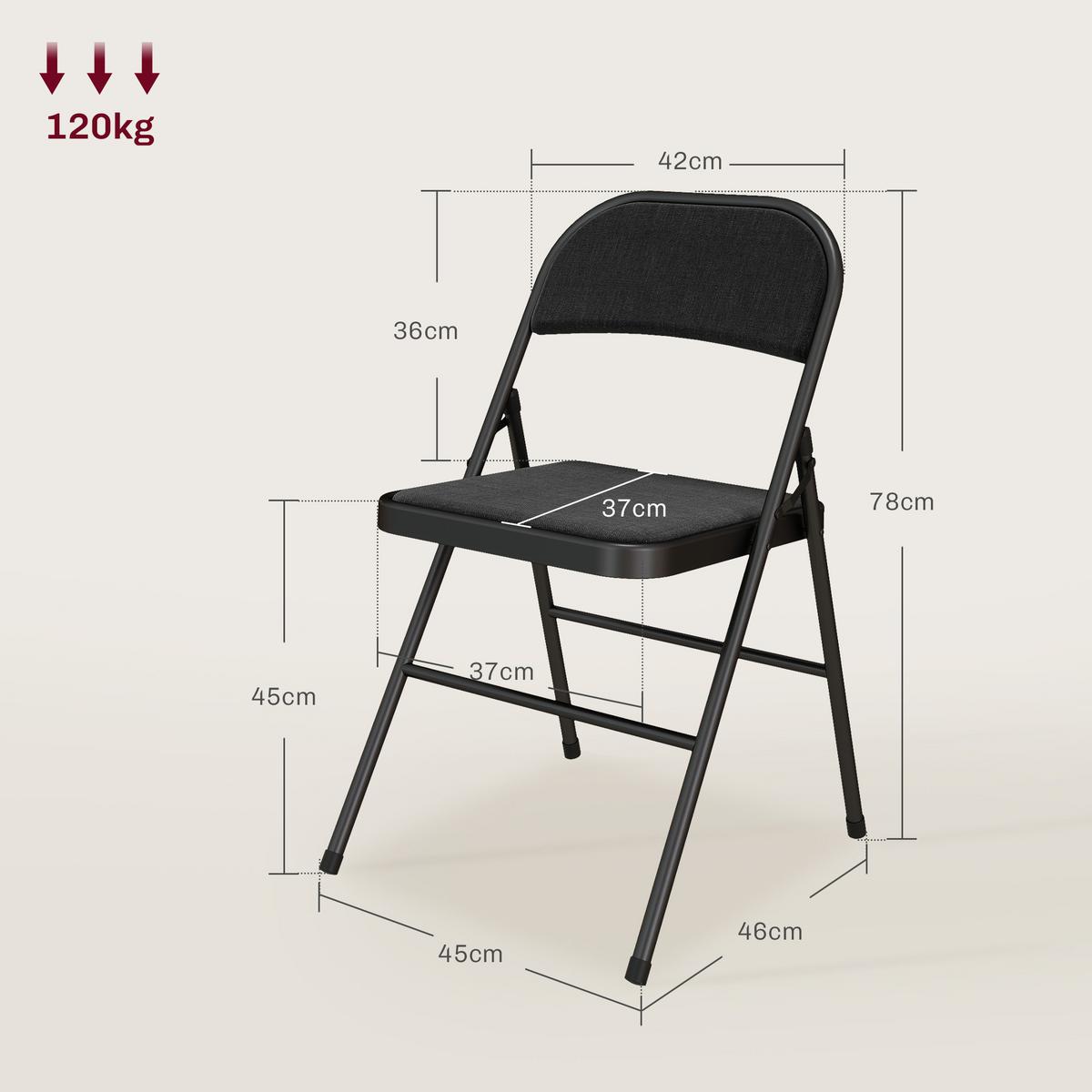 KLAPPSTUHL 4er Set Polyester Stahl Schwarz - Schwarz, Kunststoff (45/78/46cm) - HOMCOM