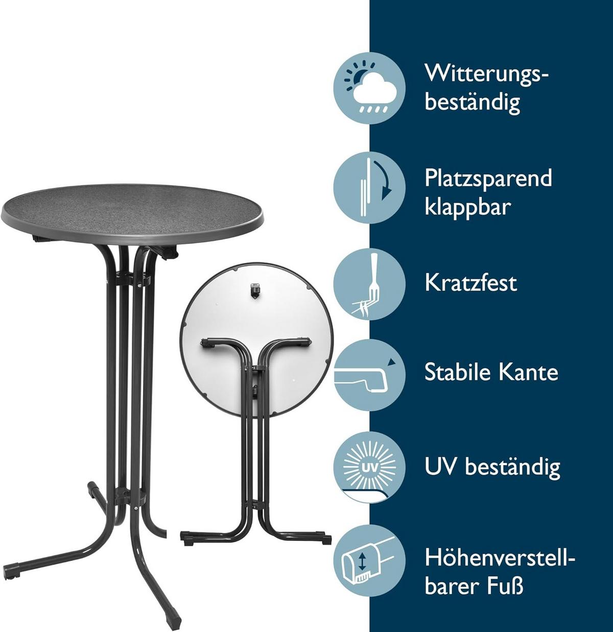 STEHTISCH Bellini Ø70xH110cm Grau (2tlg) - Grau, Holz/Metall (70/70/110cm) - Beautissu 