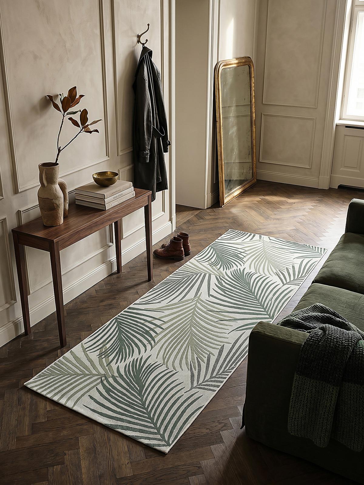 TEPPICHLÄUFER Palmblätter BORNO Polypropylen Grün 80 x 200 cm - Grün, Textil (80/200cm) - KADIMA DESIGN