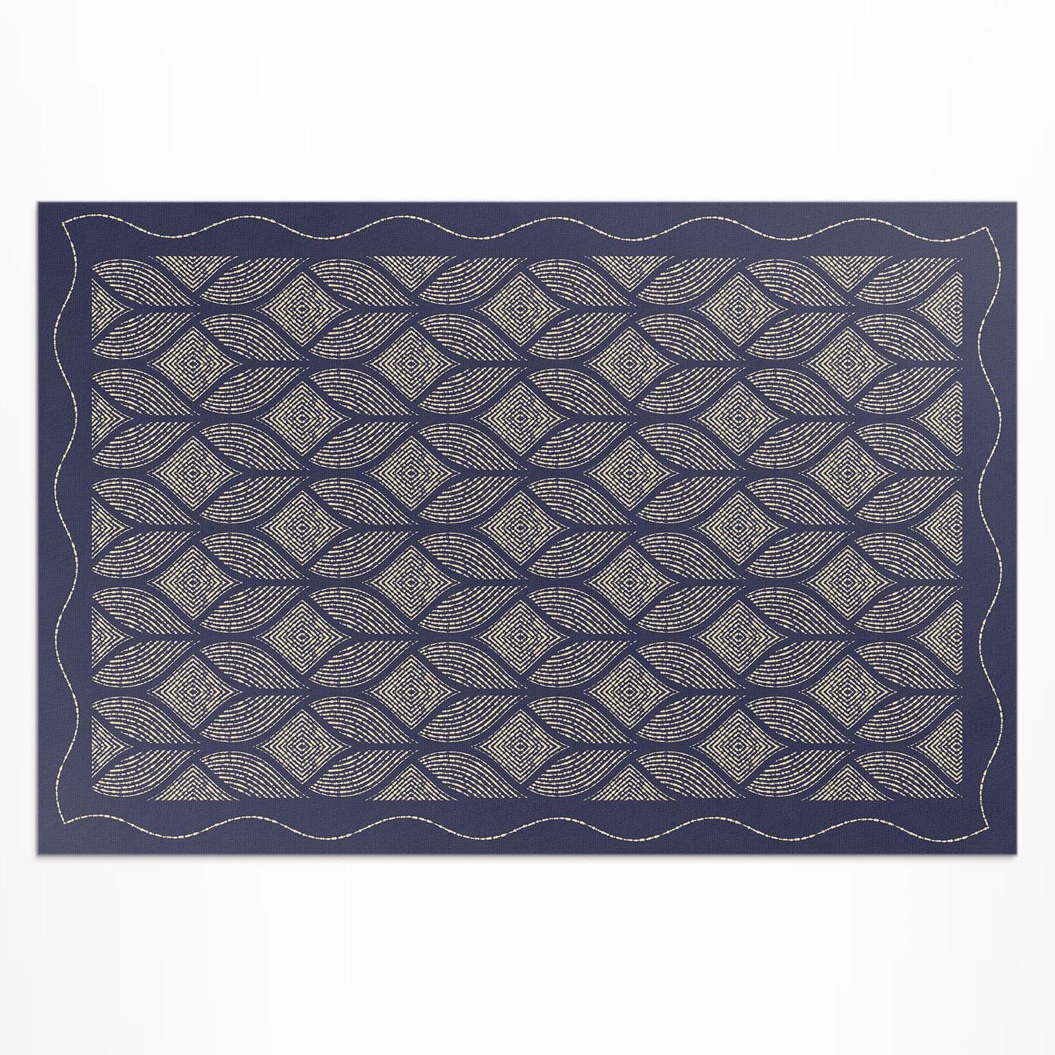 TEPPICH 60x90 cm Geometrisches Geflecht - Blau, Kunststoff (60/90cm) - Wallfluent