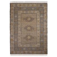 NATURTEPPICH handgewebt mit Fransen BERMEO, im Vintage-Stil, Natur, 140 x 200 cm - Beige, Textil (200/140cm) - KADIMA DESIGN