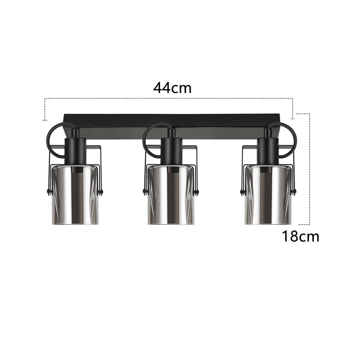 DECKENSTRAHLER Minden 3-flammig 44/9.5/18 cm - Schwarz, Metall (44/9.5/18cm) - Nettlife