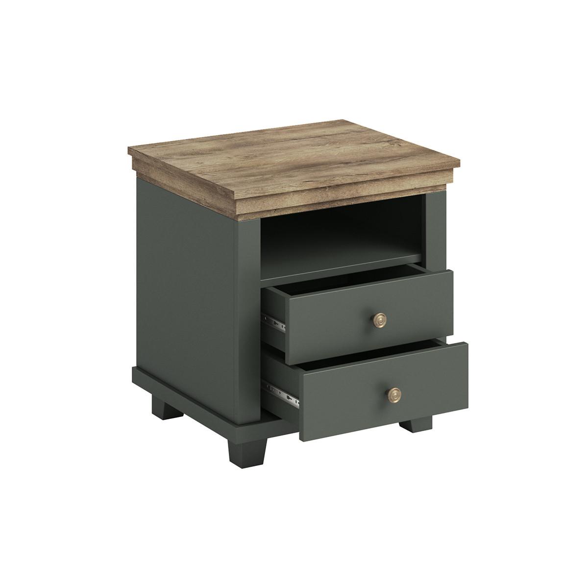 NACHTTISCH Martin Grün und Holz - Grün, Holzwerkstoff (52/54.2/42cm) - Petits-meubles