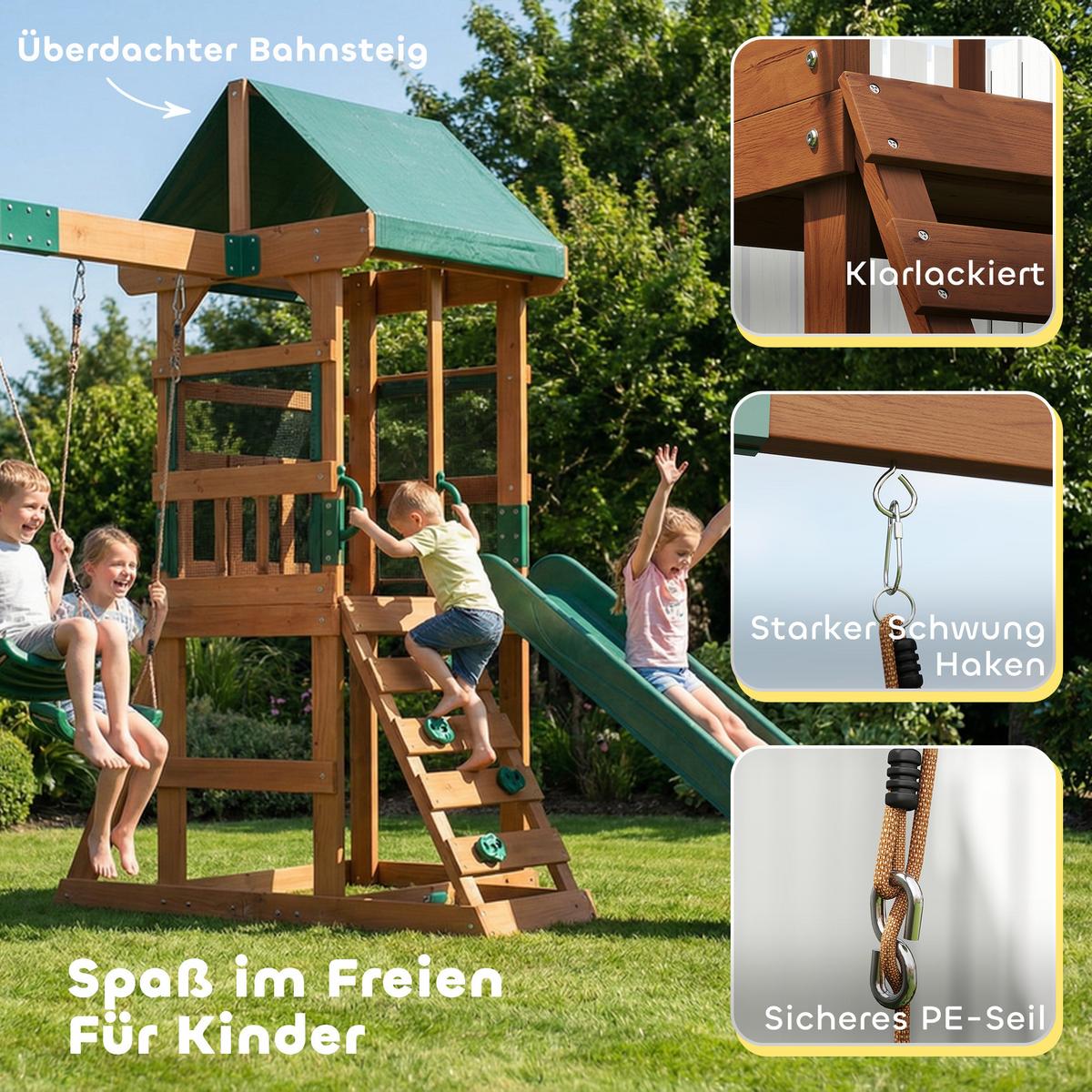 SCHAUKELGESTELL Holz Kunststoff Grün - Grün, Holz (284/233/315cm) - AIYAPLAY