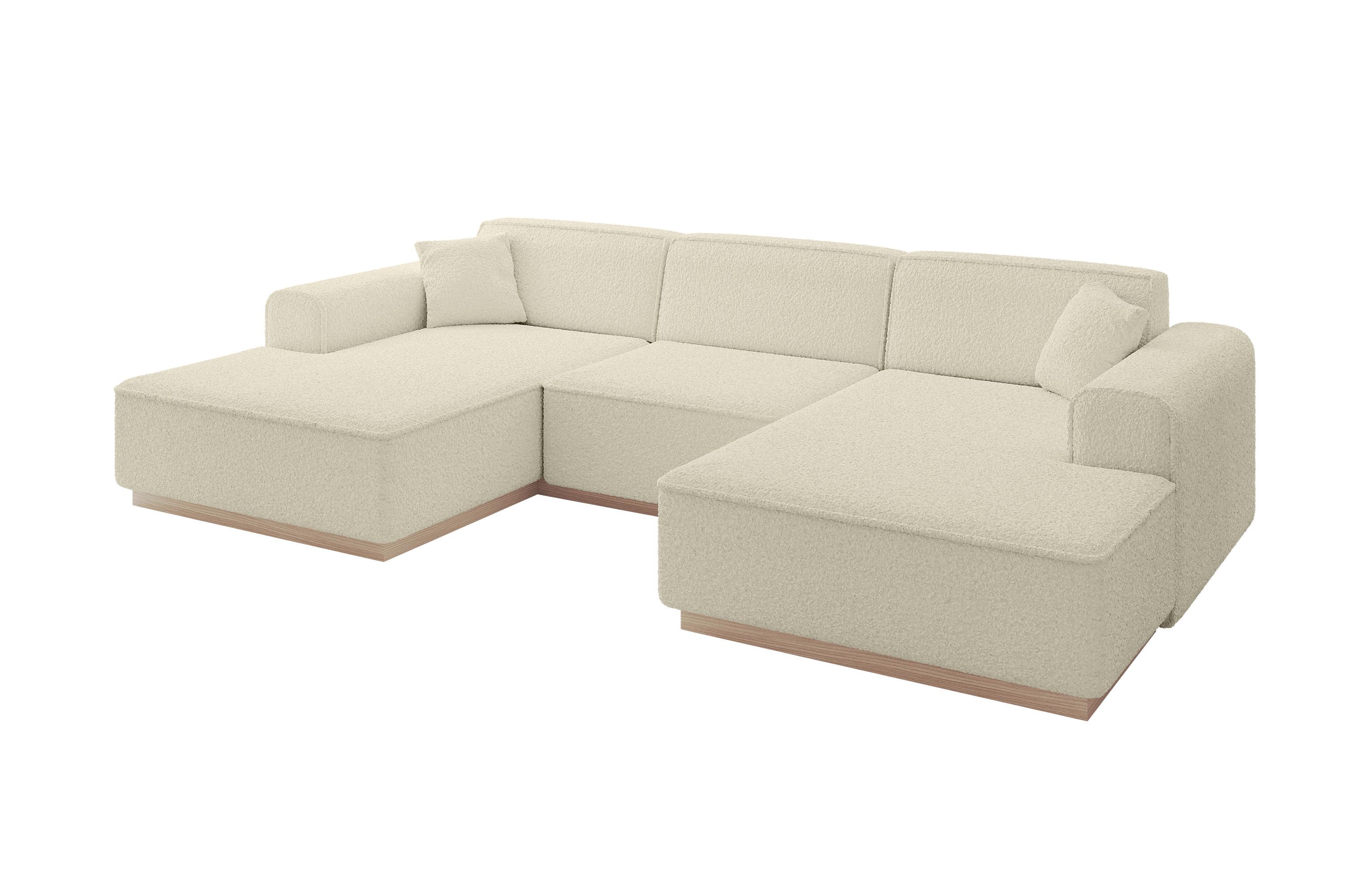 WOHNLANDSCHAFT IREA-U1 - 301x165x80 cm Beige - Champagner/Creme, Holzwerkstoff/Textil (301/80/165cm) - ALTDECOR