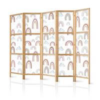 PARAVENT Japanischer 5-tlg 225x172 cm Regenb gen Wolken - Multicolor, Holz/Textil (225/172/3cm) - Muralo