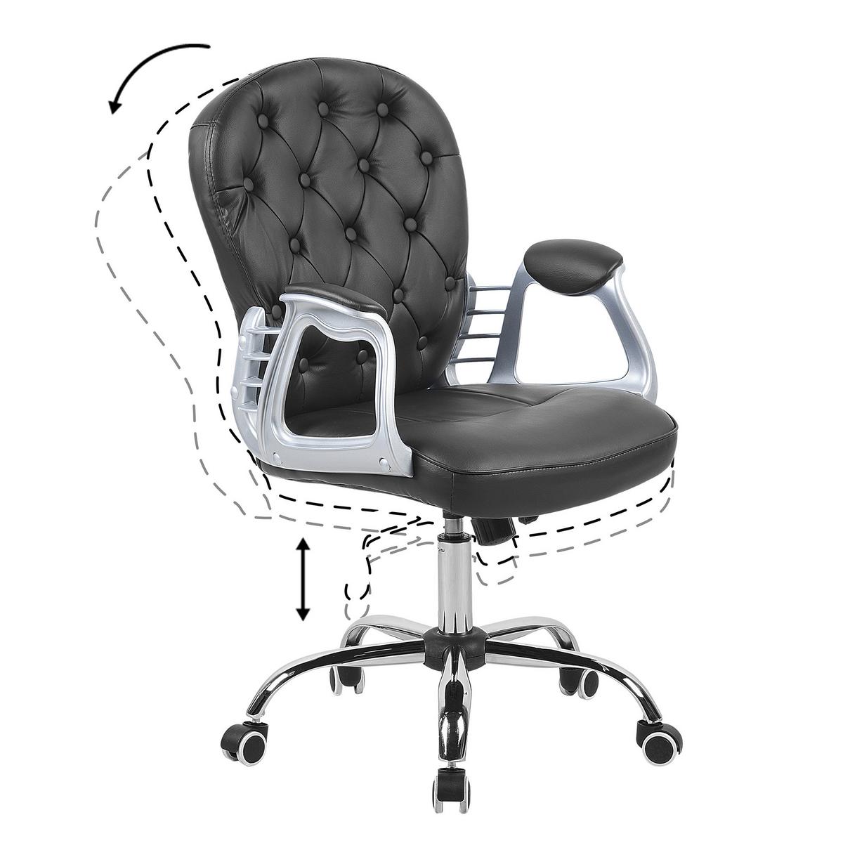 BÜROSTUHL Kunstleder Schwarz Princess - Schwarz, Textil/Metall (60/98/60cm) - Beliani