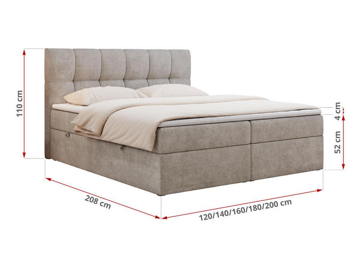BOXBETT RICO 200/200 Beige Struktur - H3 - Beige, Holz/Textil (200/200cm) - MKS