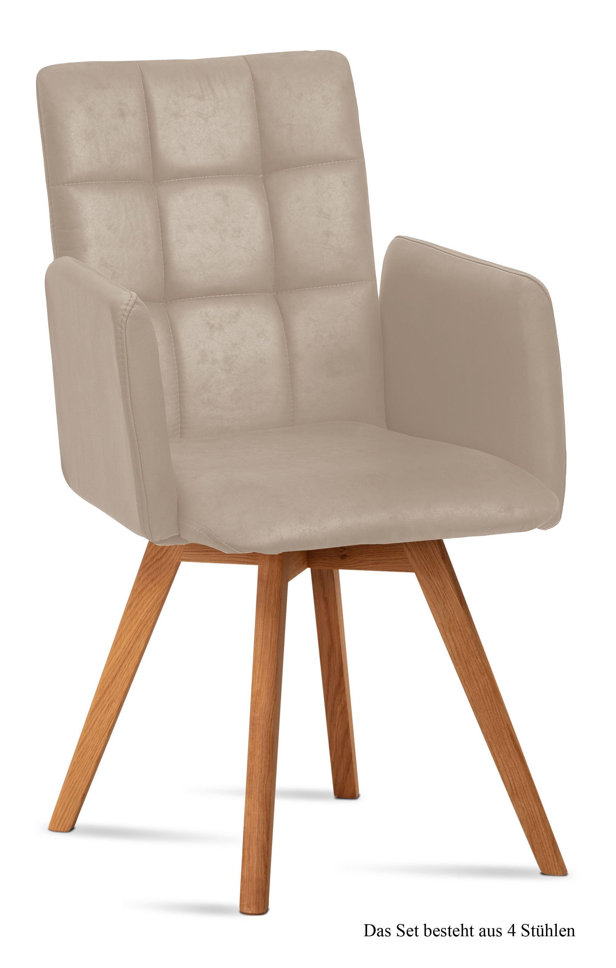 ARMLEHNSTUHL (4er-Set) Dione 52x91x60 Eiche geölt/Natur - Eichefarben/Naturfarben, Kunststoff (60/91/52cm) - 58aufmkessel