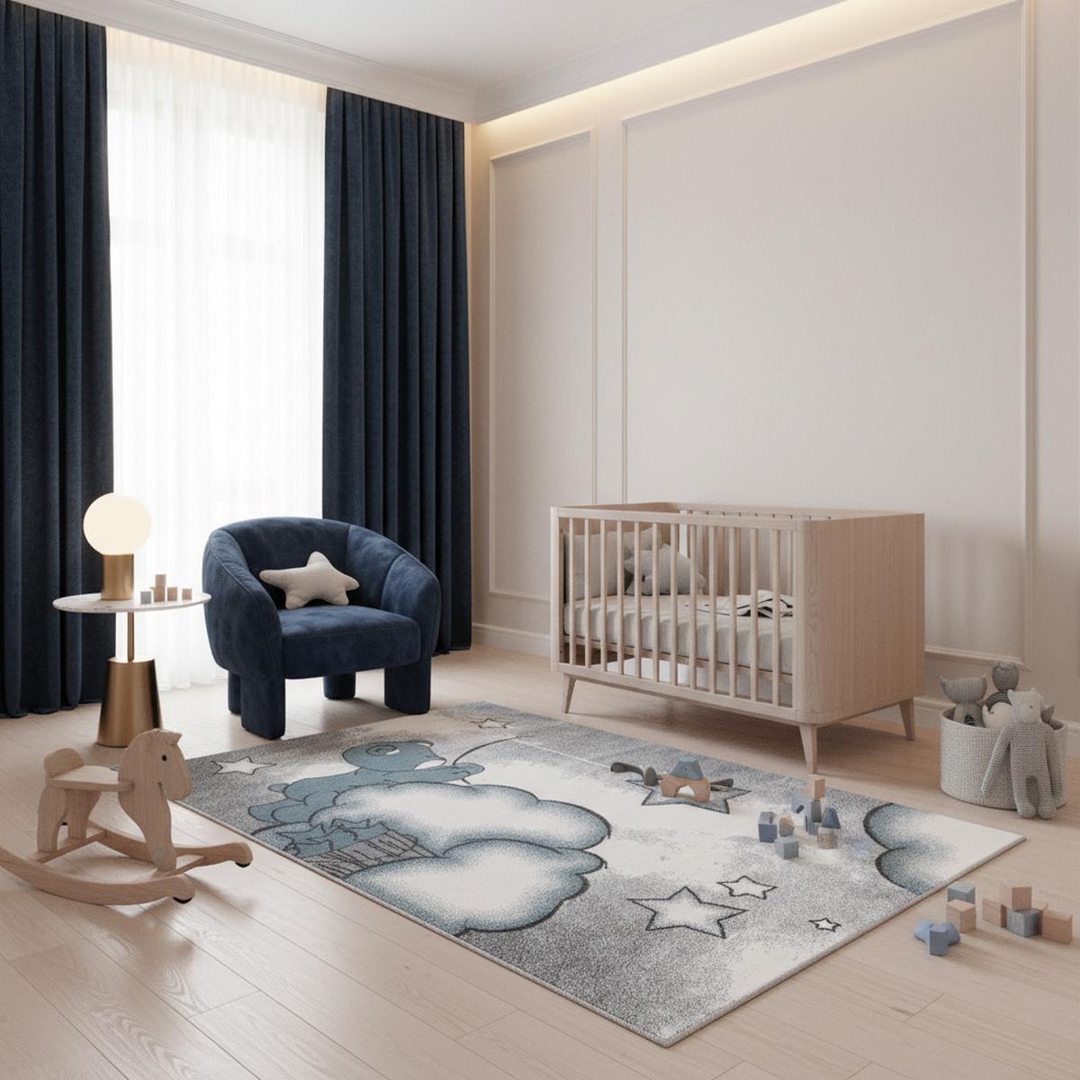 KINDERTEPPICH TASNA, mit Bären-Motiv, Blau, 80 x 150 cm - Blau, Textil (150/80cm) - KADIMA DESIGN