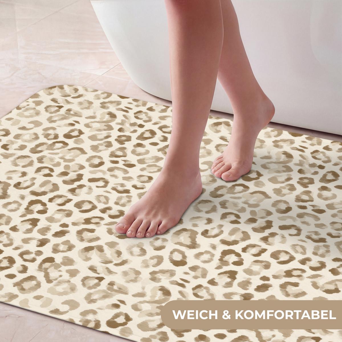 BADEMATTE Leopard - Klassisch - Beige 60x120 cm - Hellbraun, Textil (60/120cm) - OnlyWow