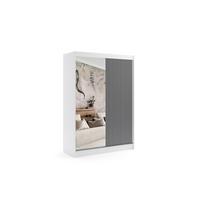 KLEIDERSCHRANK VILAN mit Spiegel - 150 cm - Weiß|Schwarz - Schwarz/Weiß, Holzwerkstoff (150/215/61cm) - ALTDECOR
