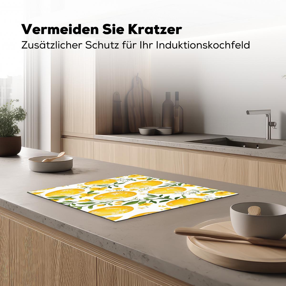 HERDABDECKPLATTE Blumen - Ostereier - Gelb Abdeckung Ceranfeld 58.3x51.3 cm - Gelb, Kunststoff (58.3/51.3/0.2cm) - MuchoWow