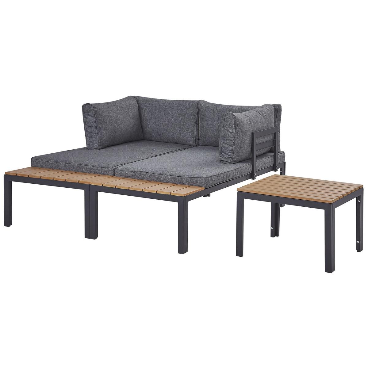 LOUNGE-SET 4-Sitzer schwarz modular Pienza - Schwarz, Holzwerkstoff - Beliani