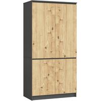 KLEIDERSCHRANK Graphit Grau, Eiche Artisan 180/90/51 - Eiche Artisan, Holzwerkstoff (90/180/51cm) - RAUMHIRSCH FURNITURE