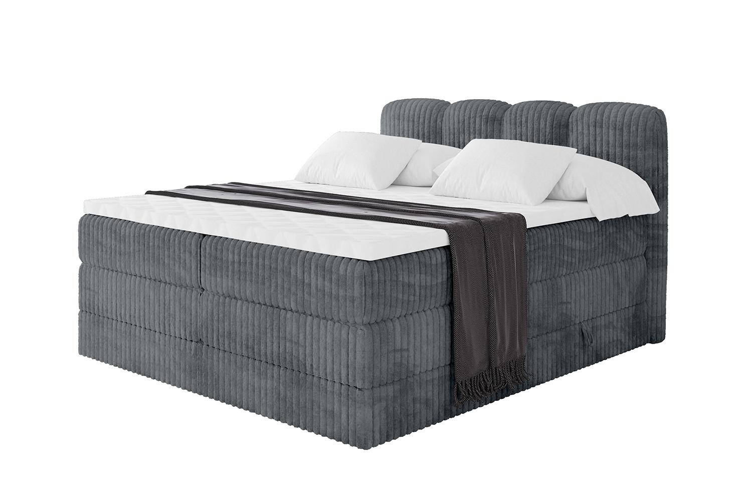 BOXBETT mit Matratze H3|H4 - NINA KING - 140x200 cm - Dunkelgrau - Schieferfarben, Holzwerkstoff (140/200cm) - ALTDECOR