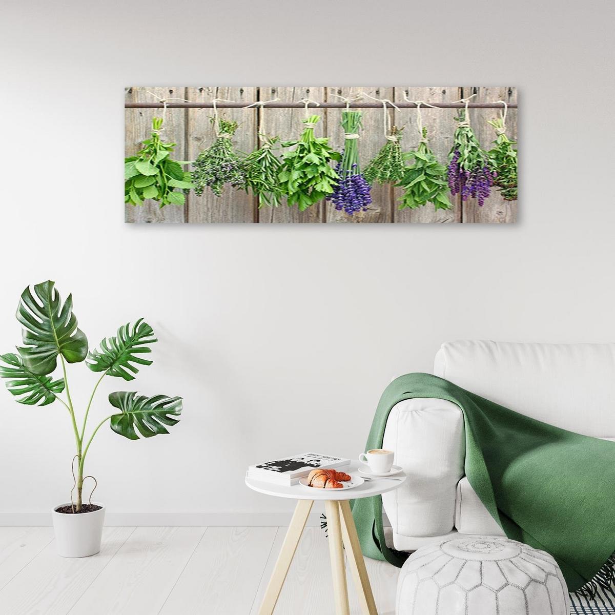 LEINWANDBILD Hängende Kräuter 150x50cm - Grün, Textil (150/50cm) - Feeby