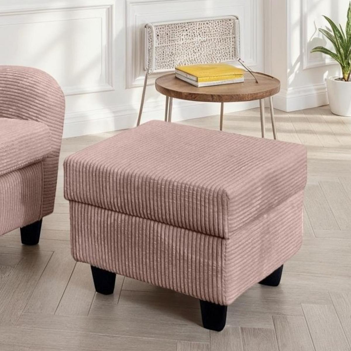 OHRENSESSEL mit HOCKER, hoher Sitzkomfort durch Wellenunterfederung B90/H98/T76 cm, Cord Rosa / 18021 - Schwarz/Rosa, Holz/Textil (90/98/76cm) - luma-home