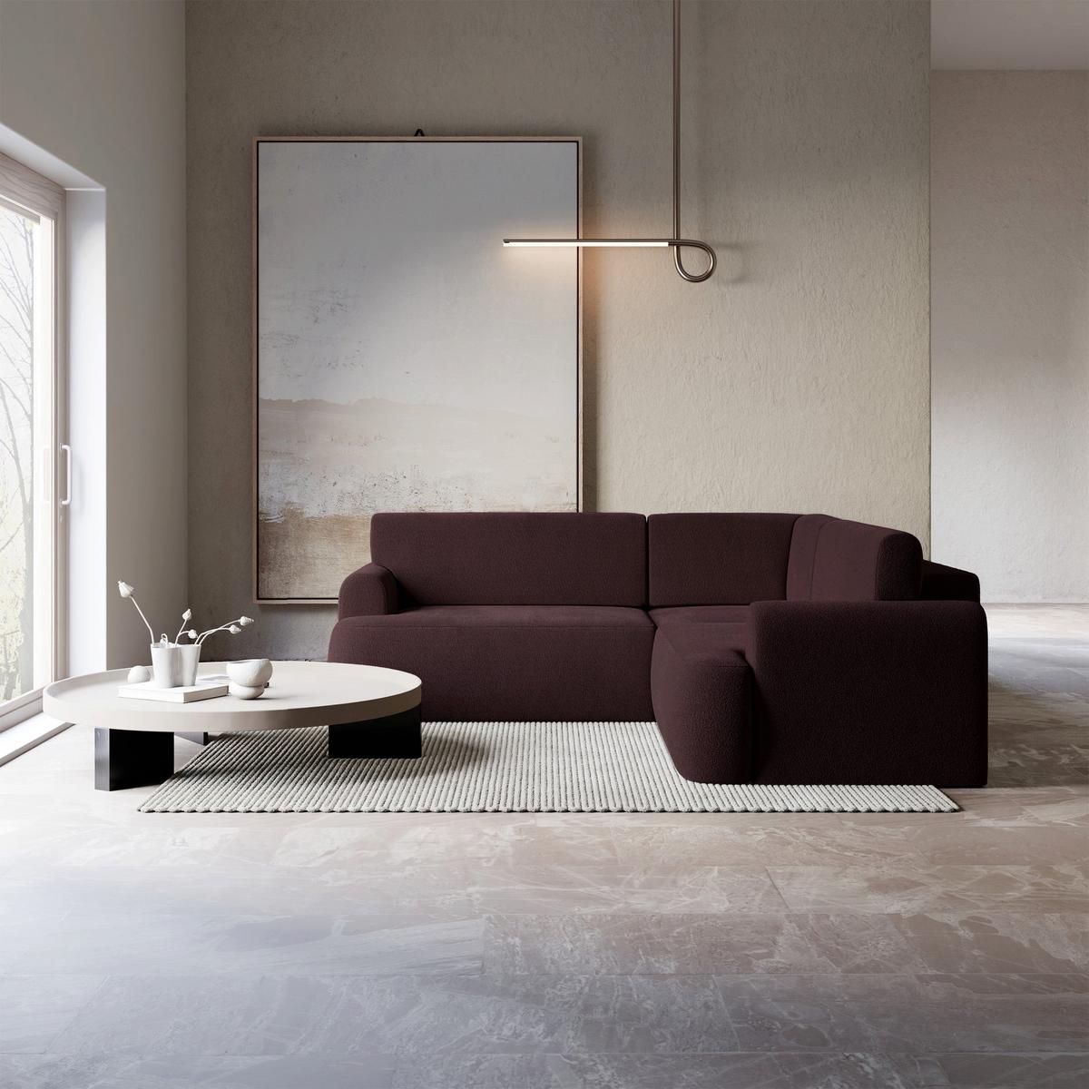 ECKSOFA Kaveo 245 cm universell mit Eckelement - Pflaume/Schwarz, Kunststoff/Textil (245/245cm) - Selsey
