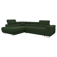 ECKSOFA Torezio Cord, Seite: Links - Dunkelgrün, Holz/Textil (274/203cm) - MIRJAN24