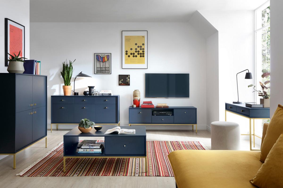 KONSOLENTISCH MONDO 104/78/50 cm mit Schubladen, Blau - Blau, Holzwerkstoff (50/104/78cm) - MASSENO