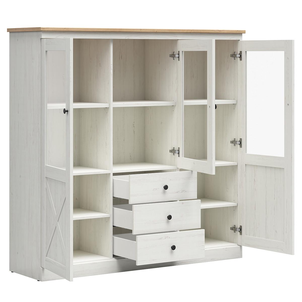 GESCHIRRSCHRANK Victoria Weiß und Holz - Weiß, Holzwerkstoff (153/201/43cm) - Petits-meubles
