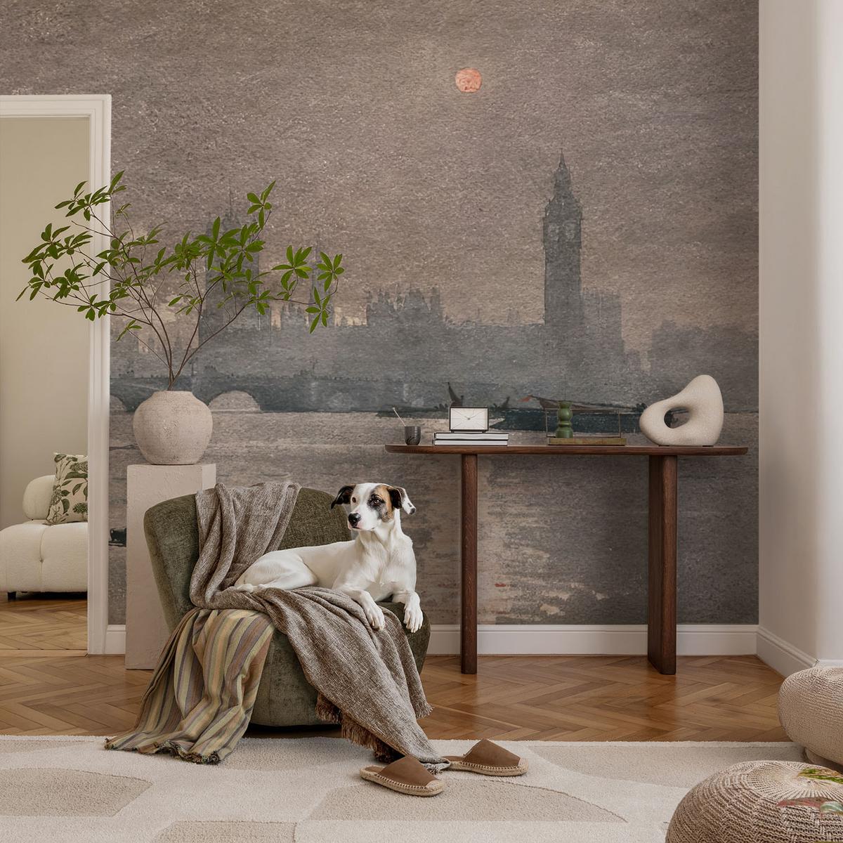 FOTOTAPETE 152x104 cm - Nachtpanorama - Grau, Textil (152/104cm) - Wallfluent